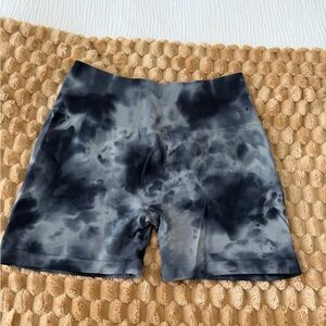 Women's Athletic Shorts in Black Tie-Dye